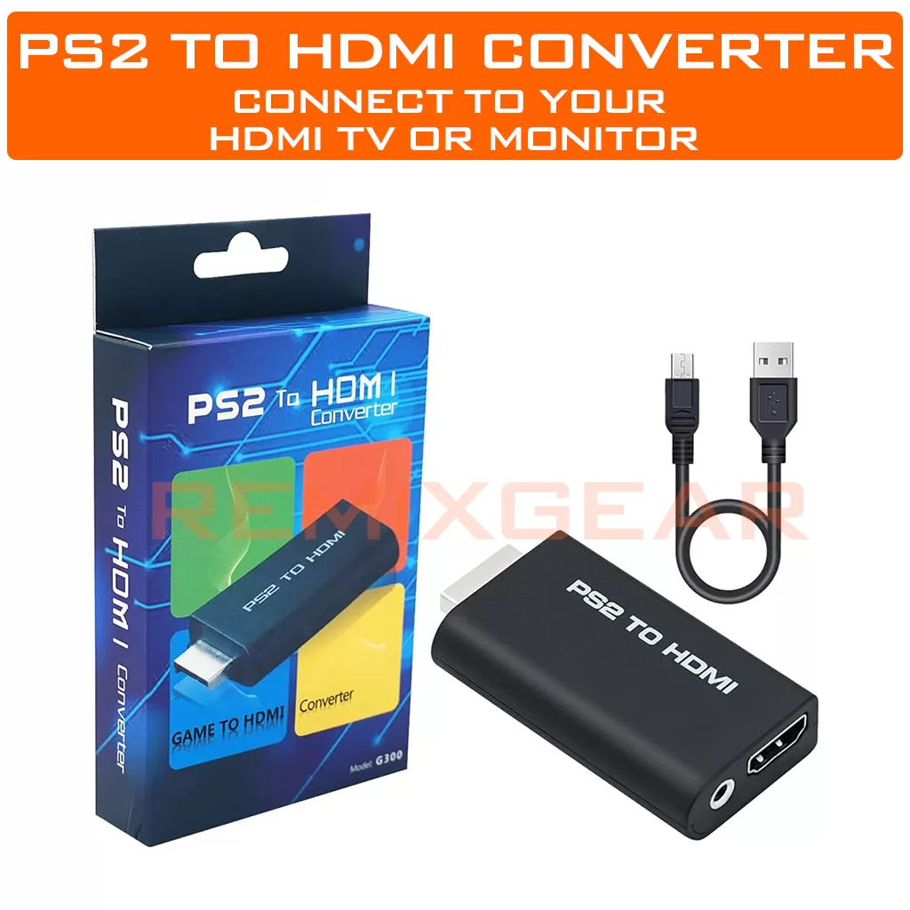 All PS2 to HDMI 480i/480p/576i Audio Video Converter with 3.5mm Audio Output Supports PS2 Display Modes To tv or monitor