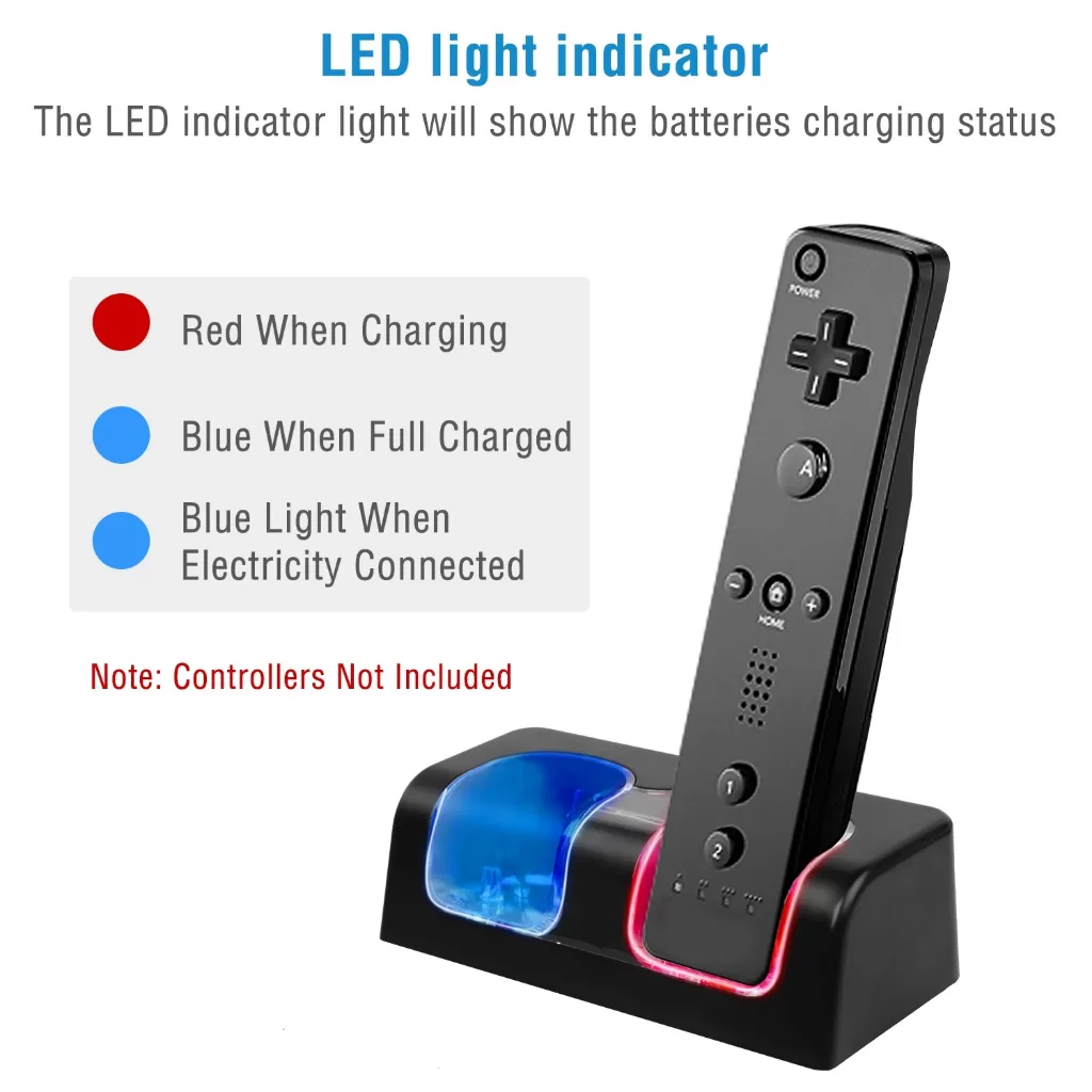 One Pair Wii remote rechargeable battery with charging dock station charger 2pcs 2800mAh