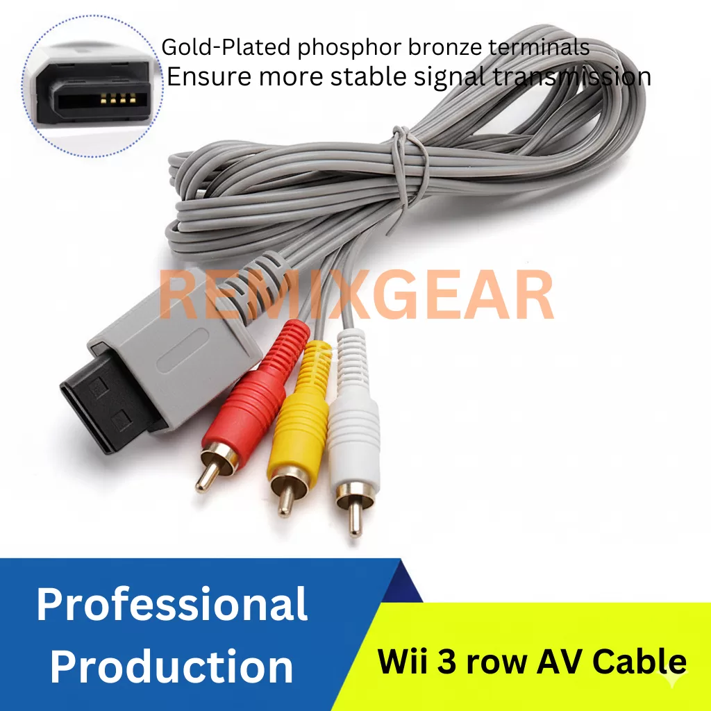 [High Quality] 1.8m AV Cable for Nintendo Wii / Wii U | Gold-Plated RCA Composite Audio Video Cord | Factory Direct Retr