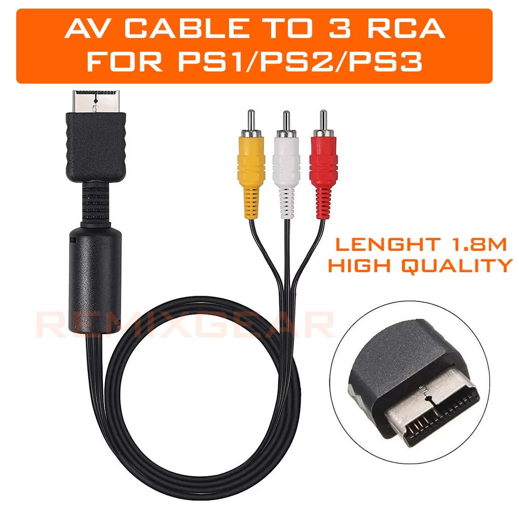 PS1/PS2/PS3 AV CABLE HIGH QUALITY DISPLAY CABLE TO TV