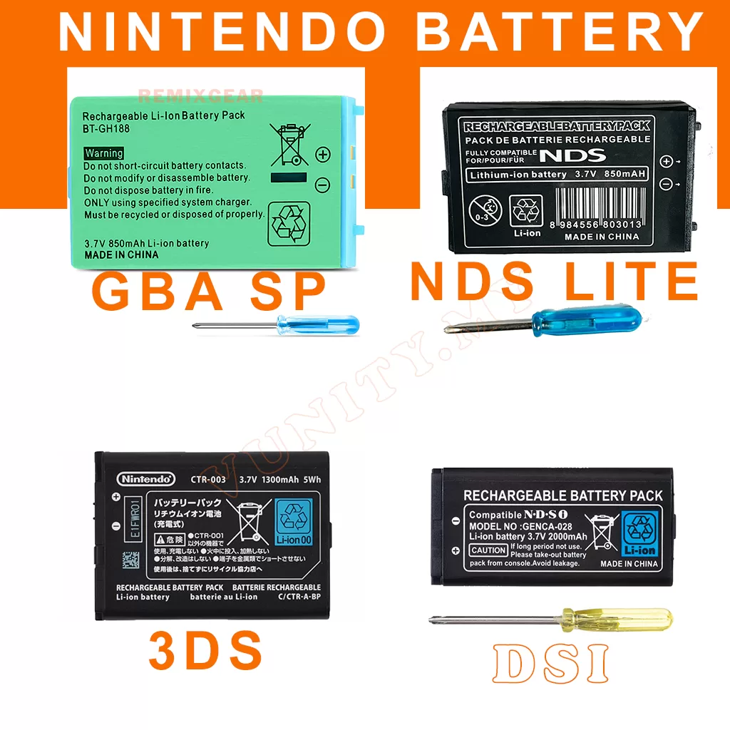 Nintendo Ds Lite nds ndsi xl/ll new 3ds xl GBA SP Game Boy Advance SP Rechargeable Battery & screwdriver Tool Kits